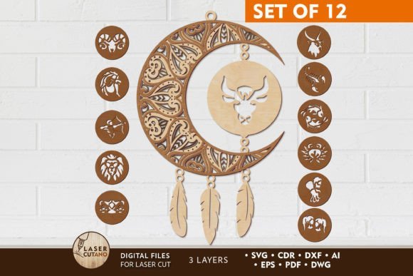 Paneles De Pared Con Atrapasuenos Del Zodiaco Creativo Digital