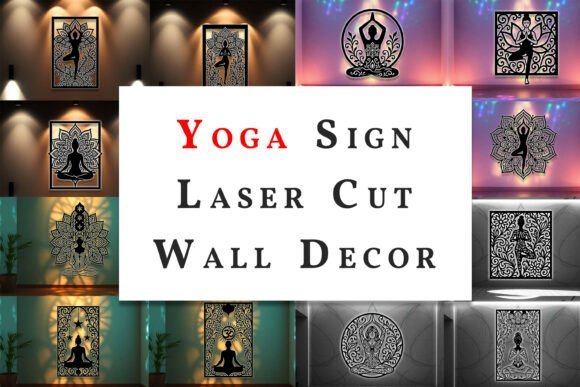 Paquete De Arte Mural Con Letrero De Yoga Creativo Digital