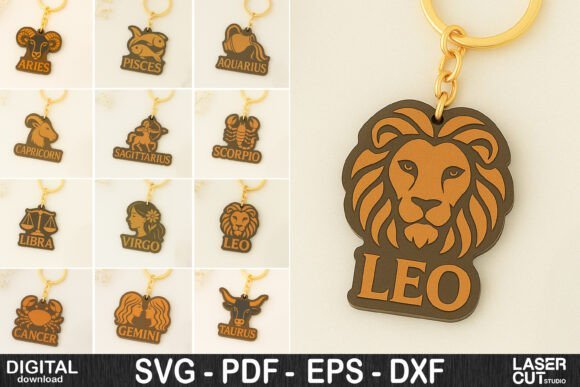 Paquete De Llaveros Del Zodiaco 2 Creativo Digital