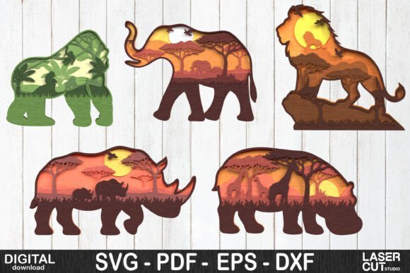 Animales De Safari En Capas Creativo Digital