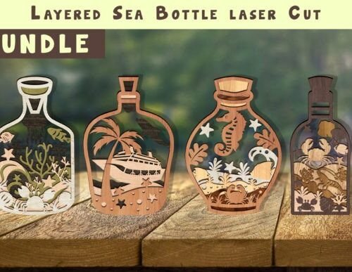 Botellas Marinas En Capas Creativo Digital