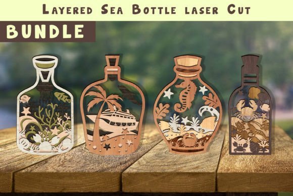 Botellas Marinas En Capas Creativo Digital