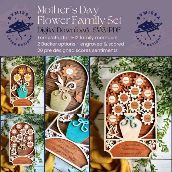 Conjunto De Familia De Flores Creativo Digital