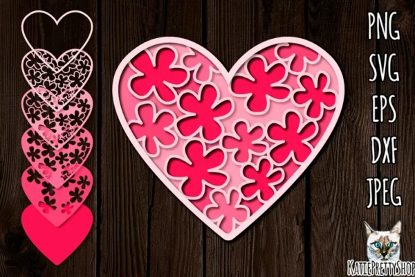 Corazon De Amor En Capas Creativo Digital