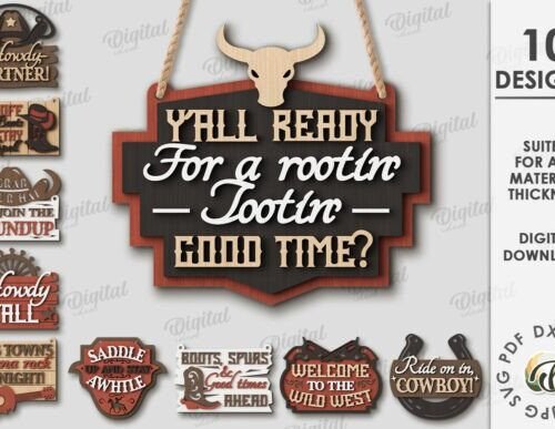 Paquete De Letreros De Bienvenida De Vaquero Creativo Digital