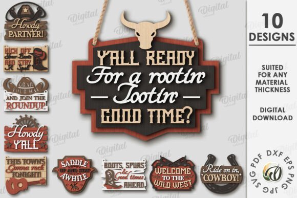Paquete De Letreros De Bienvenida De Vaquero Creativo Digital