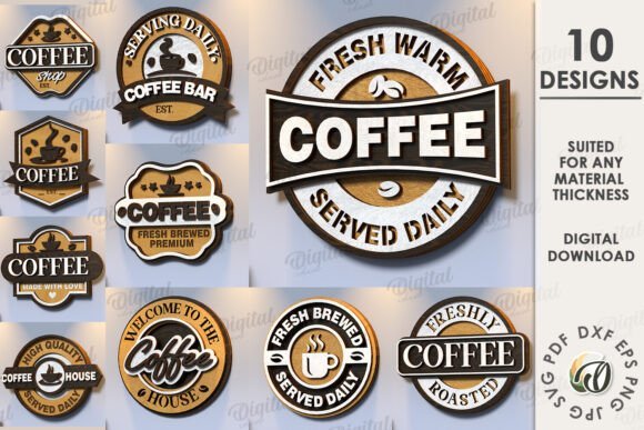 Paquete De Letreros De Cafe Creativo Digital