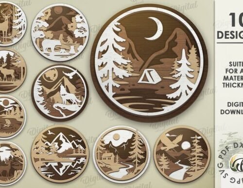 Paquete De Letreros Redondos De Bosque Creativo Digital