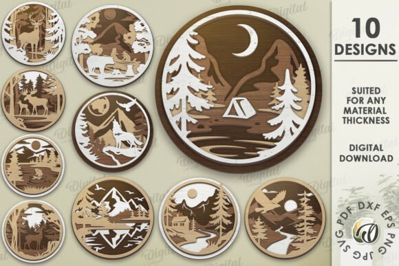 Paquete De Letreros Redondos De Bosque Creativo Digital