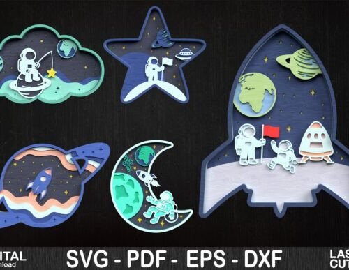 Paquete En Capas De Aventura Espacial Creativo Digital