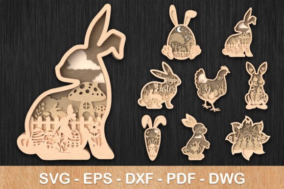 Paquete En Capas De Conejo De Pascua 2 Creativo Digital