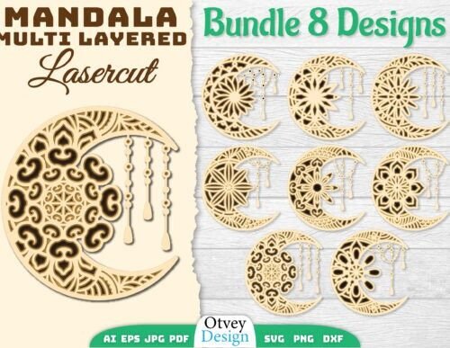 Paquetes En Capas De Mandala De Lunas Creativo Digital