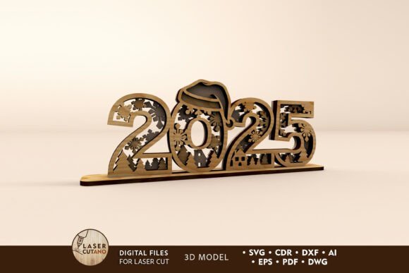 Soporte Decorativo Para Ano Nuevo 2025 Creativo Digital