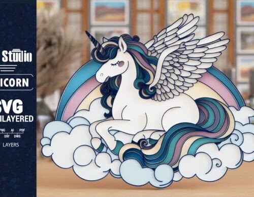 Unicornio Multicapa Creativo Digital