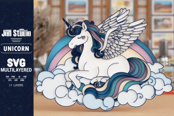 Unicornio Multicapa Creativo Digital