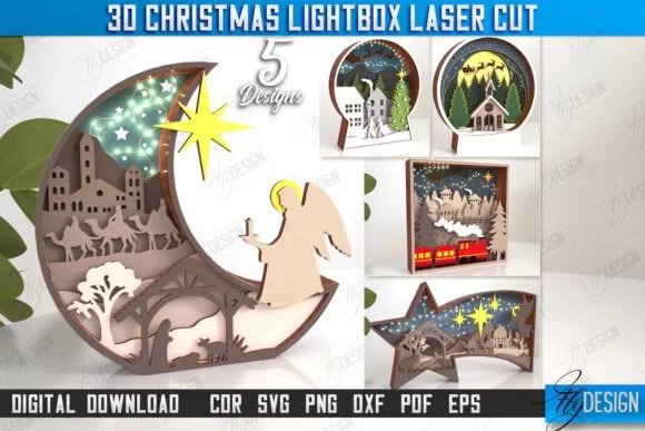 3D Christmas Lightbox Laser Cut Bundle Laser Cutting 128797739 1 1 580x387 1 Creativo Digital