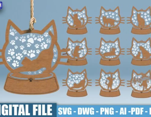 3D Layered Cat Ornament SVG 134244291 Z9irby Creativo Digital