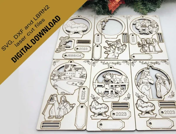 6 Adornos Navidenos Ranurados Diferentes Creativo Digital