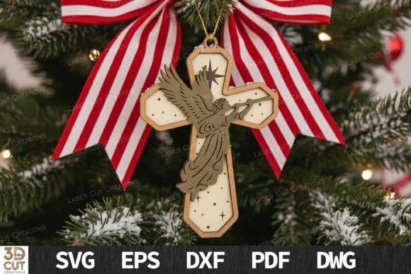 Angel Cross Christmas Ornament Laser 133997090 I5cjbj Creativo Digital