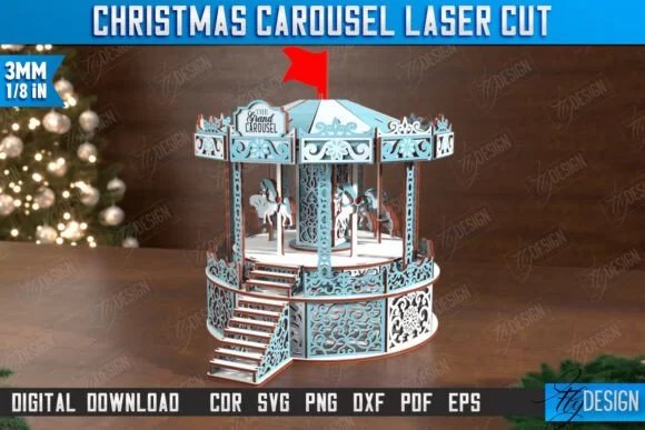 Christmas Carousel Laser Cut Holiday Laser Cutting 128800954 1 1 580x387 1 Creativo Digital