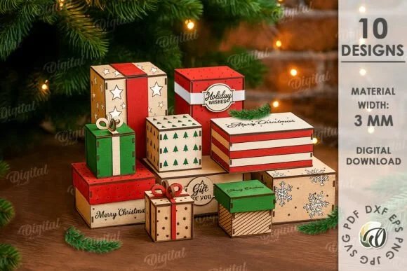 Christmas Decorative Gift Boxes Bundle 133690064 Tkamby Creativo Digital