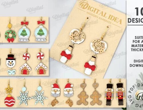 Christmas Drop Earrings Bundle Laser Cut Graphics 129394975 1 1 580x387 1 Creativo Digital
