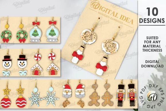 Christmas Drop Earrings Bundle Laser Cut Graphics 129394975 1 1 580x387 1 Creativo Digital