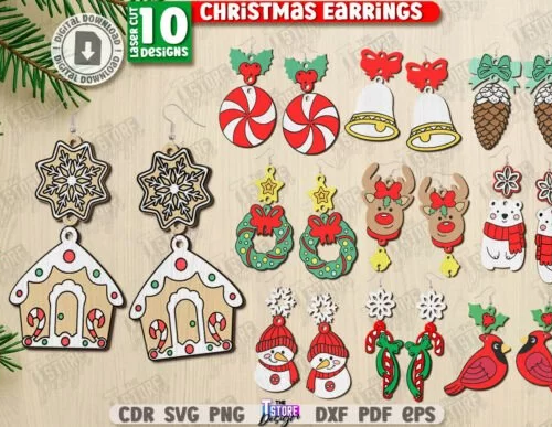 Christmas Earrings Laser Cut BundleCNC 133741592 Z9h7hf Creativo Digital