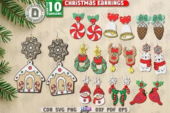 Christmas Earrings Laser Cut BundleCNC 133741592 Z9h7hf Creativo Digital