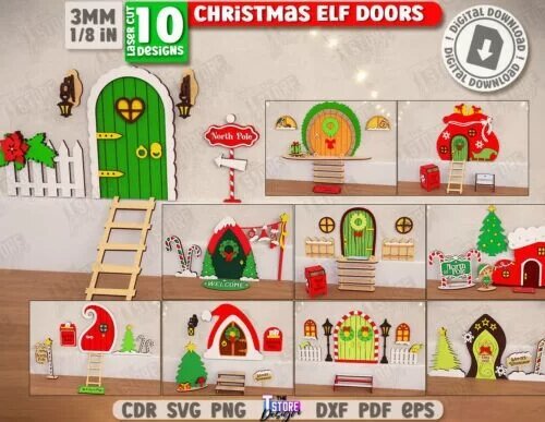 Christmas Elf Doors Laser Cut 133185394 Vqbh0z Creativo Digital