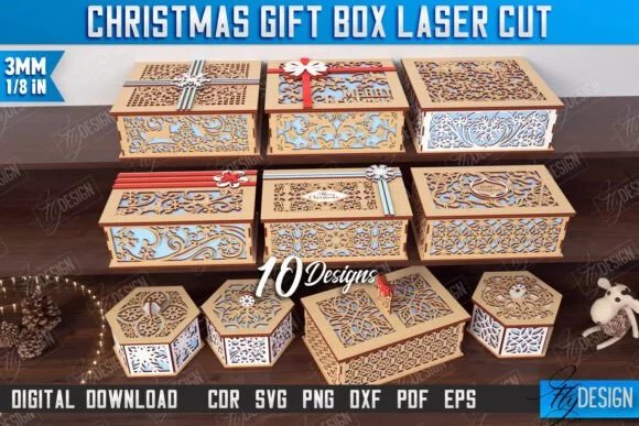 Christmas Gift Boxes Laser Cut Bundle Laser Cutting 128866981 1 1 580x387 1 Creativo Digital