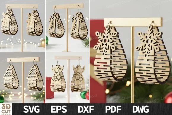 Christmas Laser Cut Earrings Bundle 133856622 Fe8fxm Creativo Digital