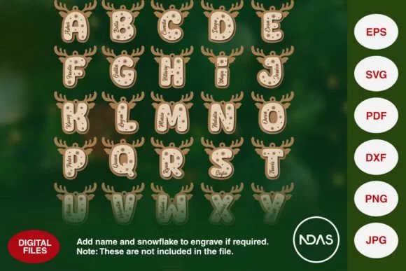 Christmas Reindeer Alphabet SVG Ornament 134822987 Rn34qy Creativo Digital