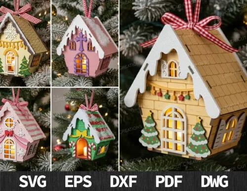Christmas Scene House Ornament Bundle 133322226 Fuoynr Creativo Digital