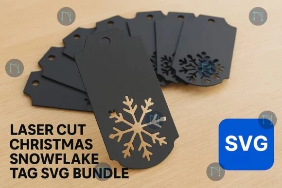Christmas Snowflake Gift Tag SVG Bundle Laser Cuttings 128883277 580x387 1.jpg Creativo Digital