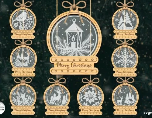 Christmas Snowglobe Ornaments SVG Bundle 134560499 As369h Creativo Digital