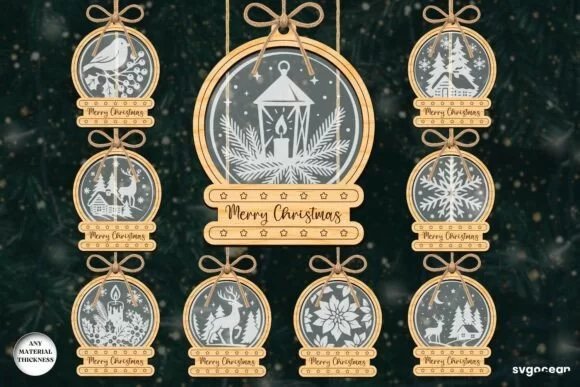 Christmas Snowglobe Ornaments SVG Bundle 134560499 As369h Creativo Digital