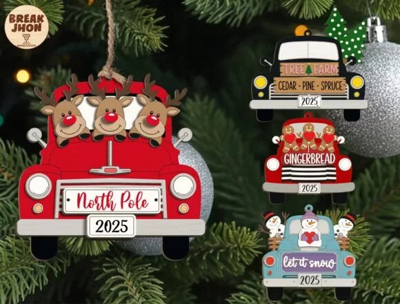 Christmas Truck Ornament SVG Bundle 134814629 3gz1fz Creativo Digital