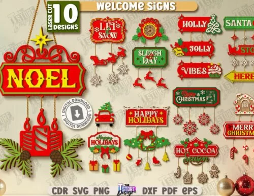 Christmas Welcome Signs Laser Cut 133854812 Ifk0jk Creativo Digital