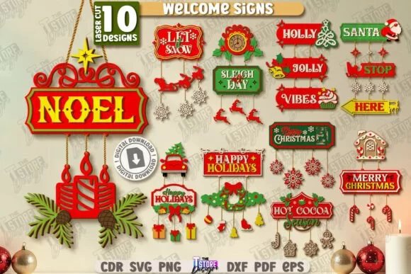 Christmas Welcome Signs Laser Cut 133854812 Ifk0jk Creativo Digital