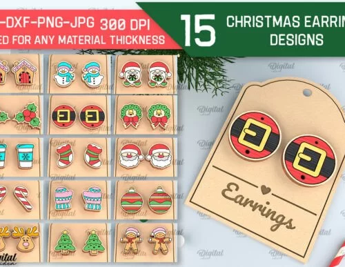Christmas Wooden Earrings Bundle Laser 134794977 Mfnvpx Creativo Digital