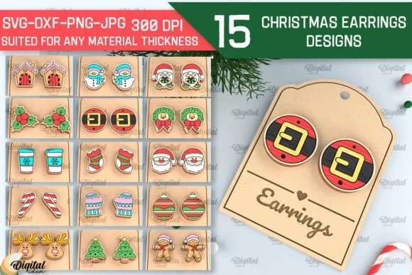 Christmas Wooden Earrings Bundle Laser 134794977 Mfnvpx Creativo Digital