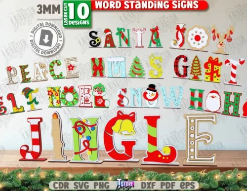 Christmas Word Standing Signs BundleCNC 133652808 Nh4jwd Creativo Digital