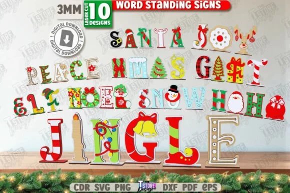 Christmas Word Standing Signs BundleCNC 133652808 Nh4jwd Creativo Digital