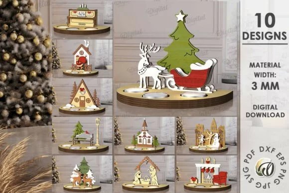 Christmas Tea Candle Holders Bundle 134790405 Pf3iwf Creativo Digital