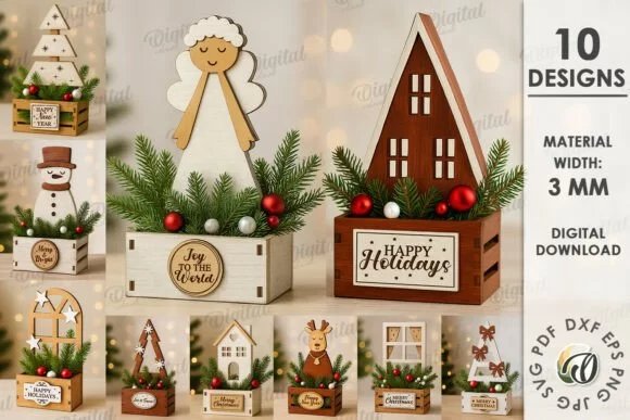 Decorative Christmas Boxes Bundle Laser 134059253 Fdpuln Creativo Digital