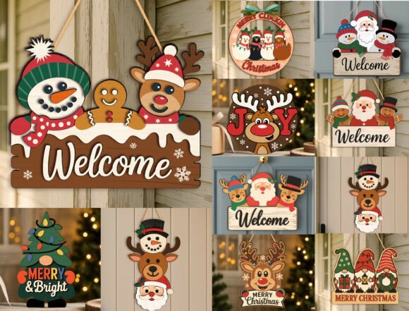 Friend Christmas Bundle Door Sign Svg Laser Cuttings 134761724 Creativo Digital
