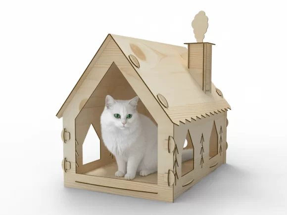 Laser Cut Christmas Cat House 134702838 Fesi06 Creativo Digital