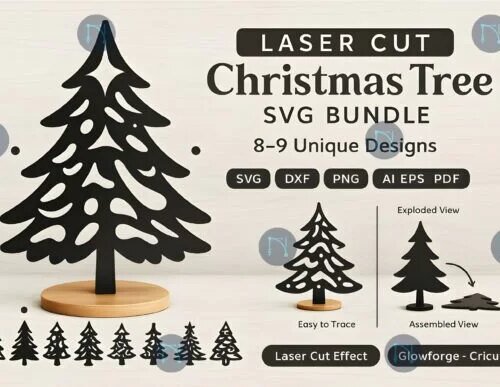 Laser Cut Christmas Tree SVG Bundle Laser Cutting 129073682 1 1 580x387 1 Creativo Digital