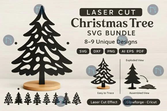 Laser Cut Christmas Tree SVG Bundle Laser Cutting 129073682 1 1 580x387 1 Creativo Digital